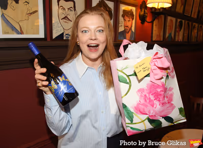 Sarah Snook with gifts from Dolly Parton Photo