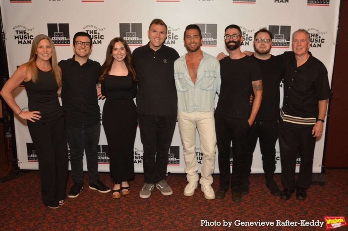 Jonathan Brenner (Music Director) with tonight's orchestra that includes- Nick Massimo, Danielle White, Jos Ganci, Jenna Thomas, Bruce Chiarello, Ricky Enderle and Andrew Warren at 