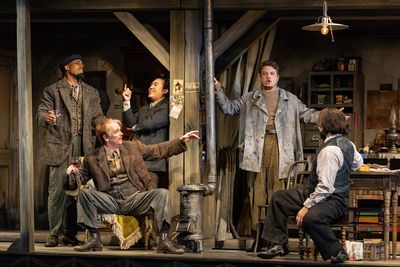 L - R: Soloman Howard (Colline), Kevin Burdette (Beno t), Long Long (Rodolfo), Szymon Photo