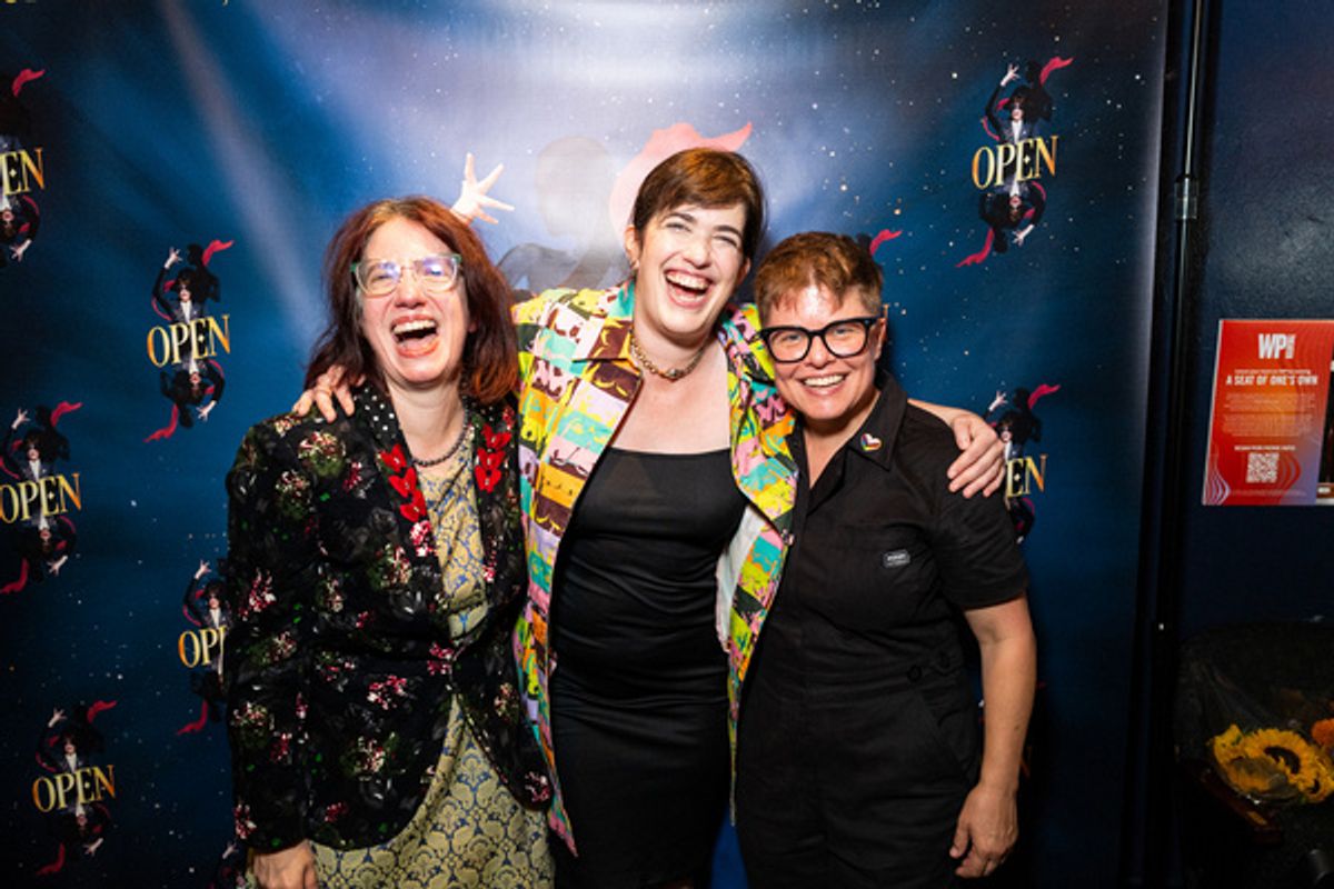 Playwright Crystal Skillman, actor Megan Hill, and director Jessi D. Hill at 