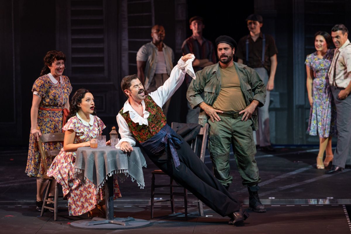 Katerina McCrimmon, Daniel Torres, Omar Lopez-Cepero and members of the company of the 2025 Muny production of 'Evita.' at 