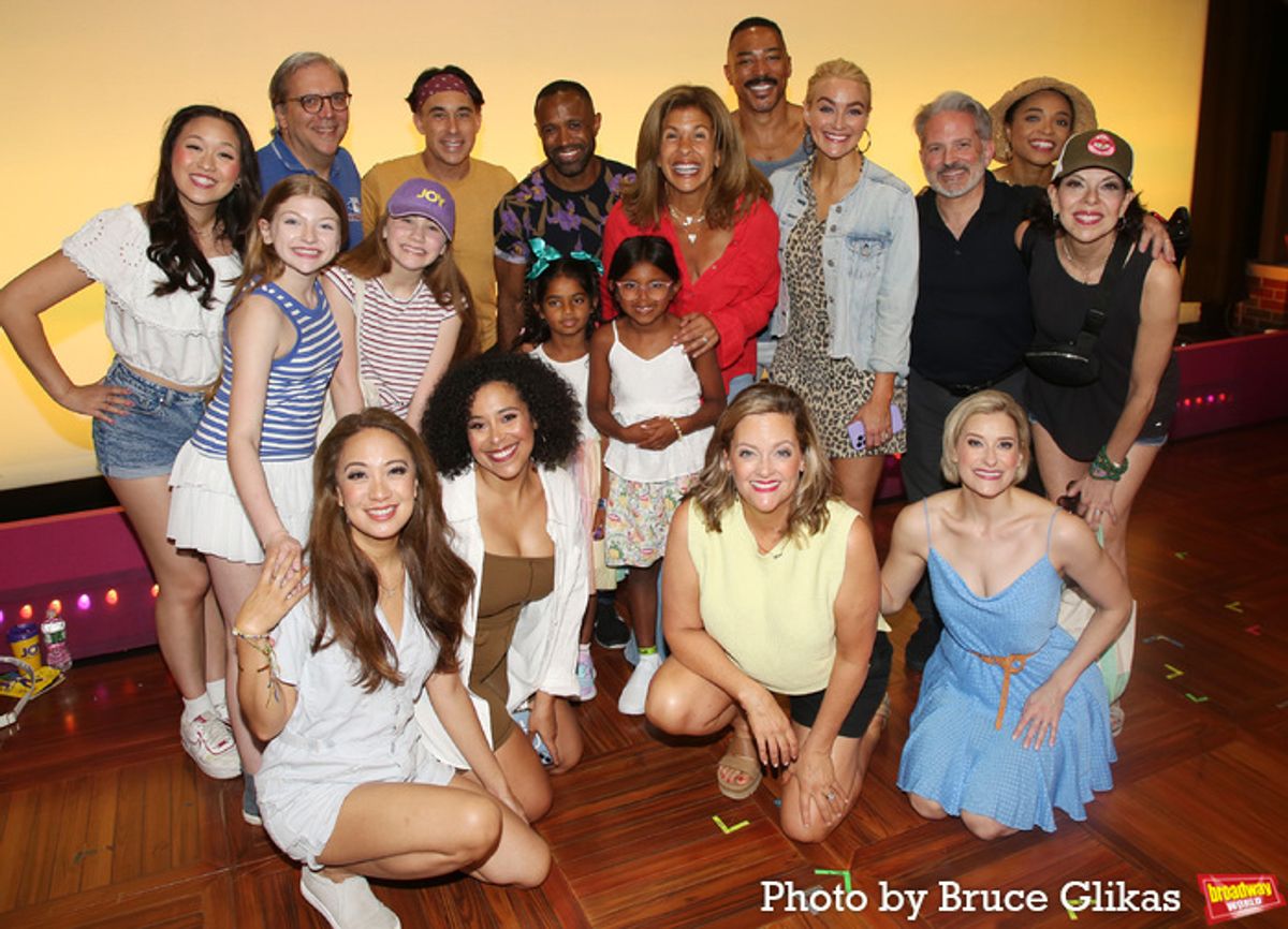 Hope Catherine Kotb, Hoda Kotb, Haley Joy Kotb pose with Betsy Wolfe & The Cast of 'JOY: A New True Musical!' at 