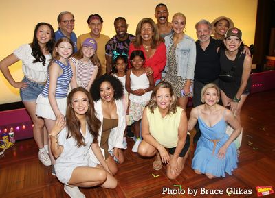 Hope Catherine Kotb, Hoda Kotb, Haley Joy Kotb pose with Betsy Wolfe & The Cast of "J Photo