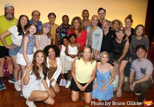 Hope Catherine Kotb, Hoda Kotb, Haley Joy Kotb pose with Betsy Wolfe & The Company an Photo