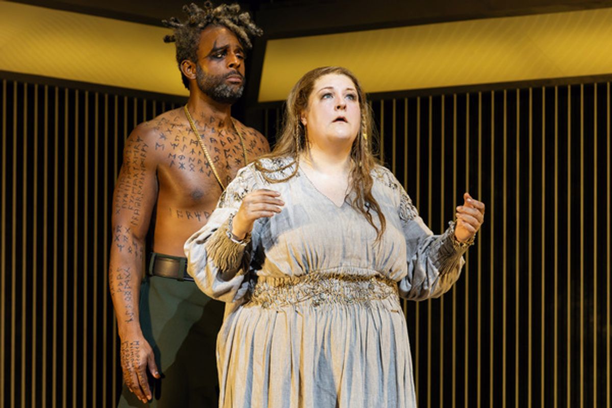 Ryan Speedo Green (Wotan), Tamara Wilson (Bruunhilde), photo by Curtis Brown for the Santa Fe Opera at 
