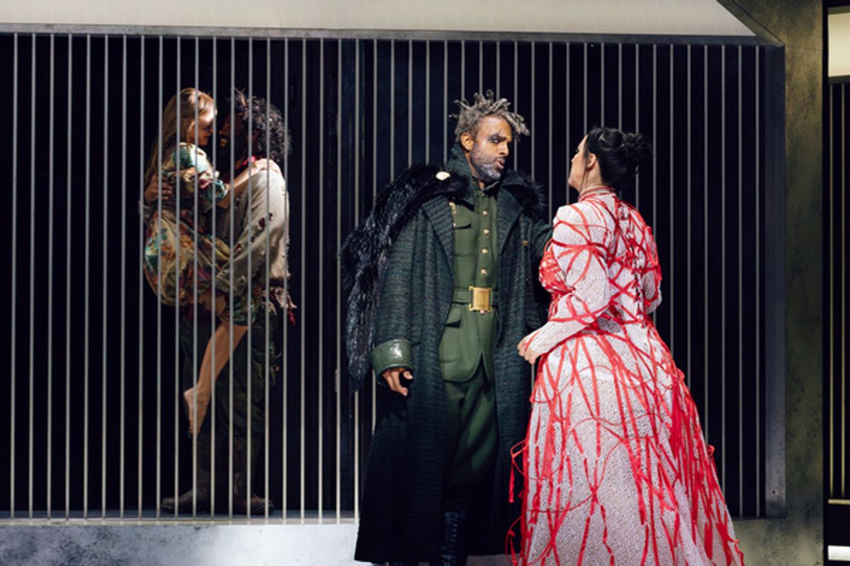 Back: Vida Mikneviciute (Sieglinde, Jamez McCorkle (Siegmund); Front: Ryan Speedo Green (Wotan), Sarah Saturnino (Fricka), photo by Curtis Brown for the Santa Fe Opera at 