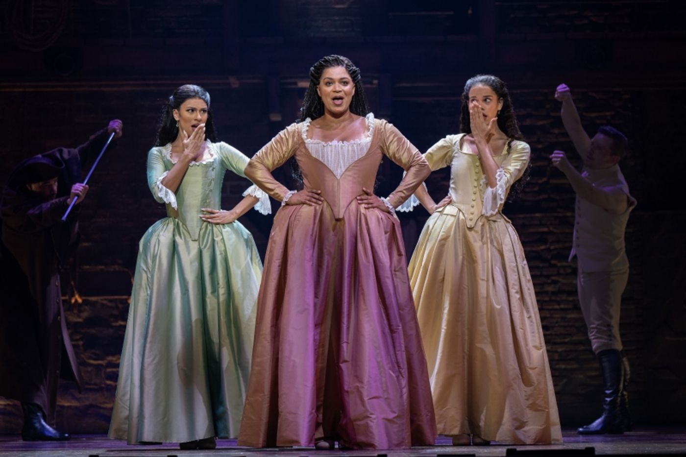 (l-r) Lauren Mariasoosay, Marja Harmon, Lily Soto - HAMILTON National Tour - (c) Joan Marcus 2024.