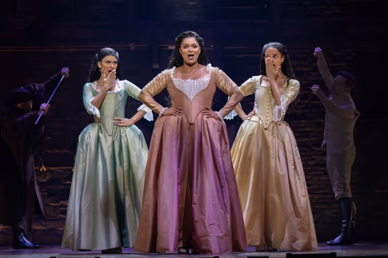(l-r) Lauren Mariasoosay, Marja Harmon, Lily Soto - HAMILTON National Tour - (c) Joan Marcus 2024.