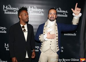 Leslie Odom Jr.and  Madame Tussauds Lin-Manuel Miranda Wax figure  Photo