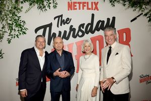 Ted Sarandos, Ben Kingsley, Helen Mirren, and Pierce Brosnan  Photo