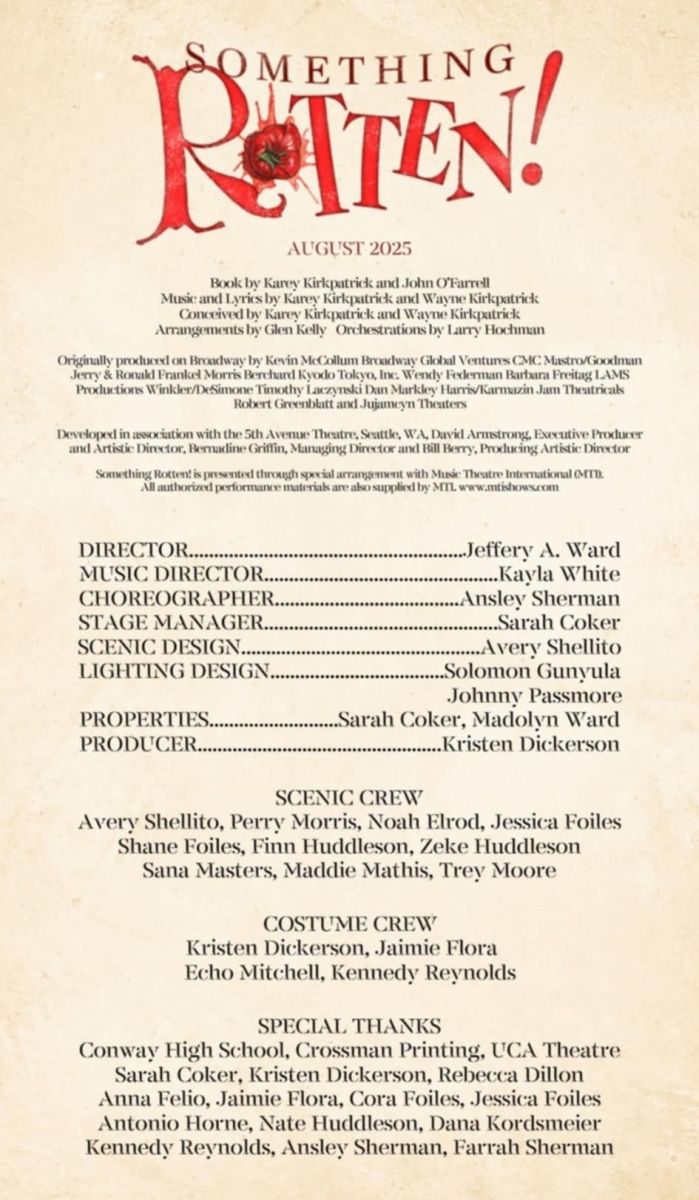 Review: SOMETHING ROTTEN! at Red Curtain Theatre in Conway  Image