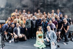 Peter Parnell and Stephen Schwartz with the company  Photo