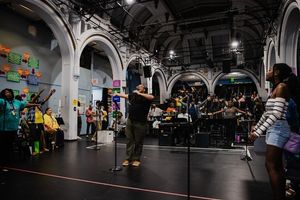 Troy Anthony (center) and the company @ BroadwayWorld Troy Anthony (center) and the company Photo