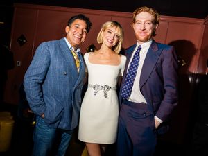 Oscar Nunez, Chelsea Frei, Domhnall Gleeson @ BroadwayWorld Oscar Nunez, Chelsea Frei, Domhnall Gleeson Photo