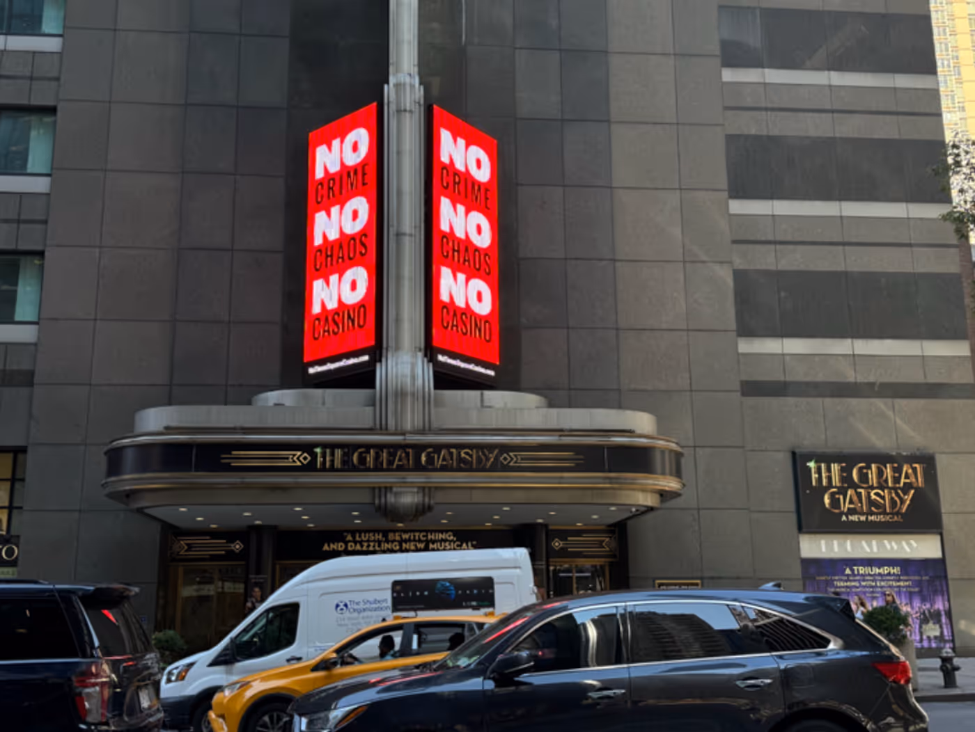 Photos: Broadway Marquees Light Up with 'NO Crime, NO Chaos, NO Casino'  Image
