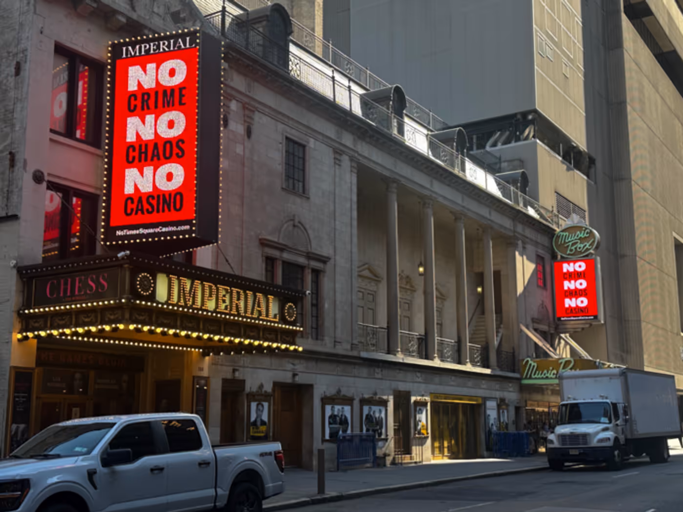 Photos: Broadway Marquees Light Up with 'NO Crime, NO Chaos, NO Casino'  Image