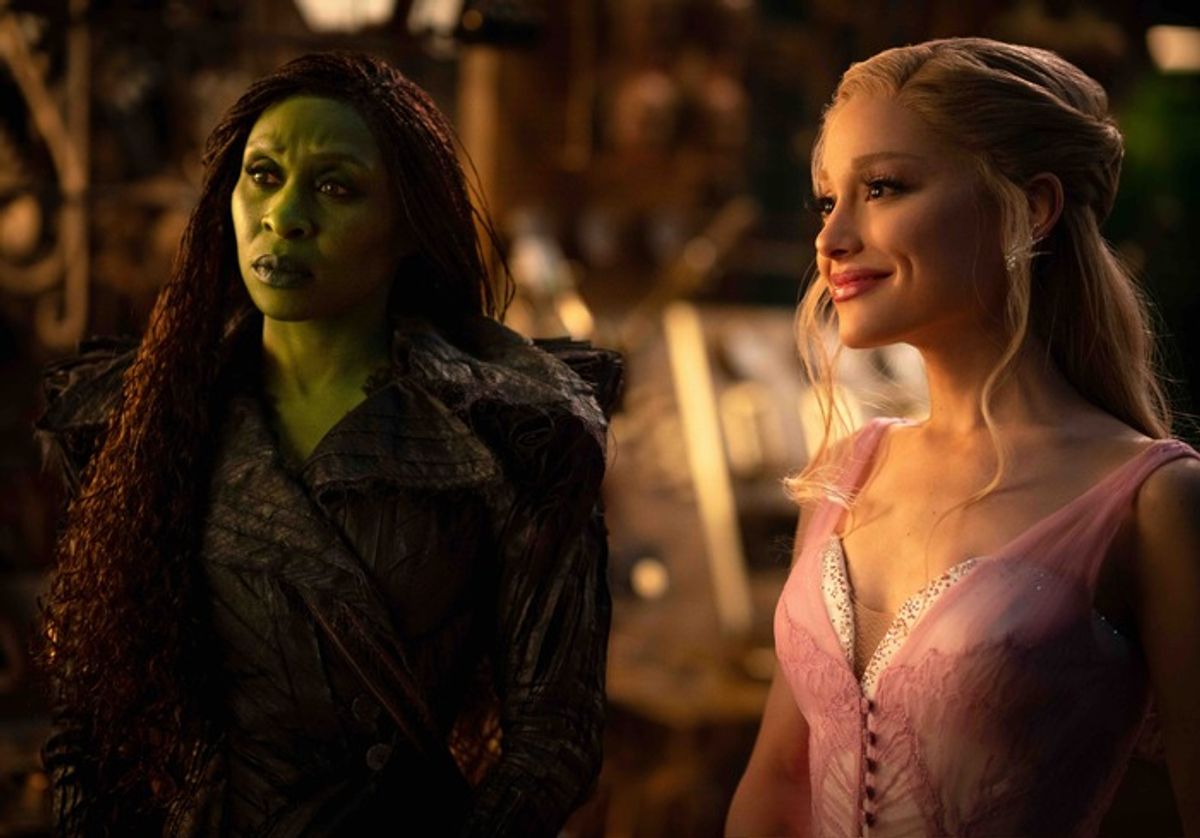L to R: Cynthia Erivo is Elphaba and Ariana Grande is Glinda in WICKED FOR GOOD, directed by Jon M. Chu. at 