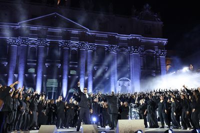 VATICAN CITY, VATICAN - SEPTEMBER 13: Pharrell Williams performs onstage during the " Photo