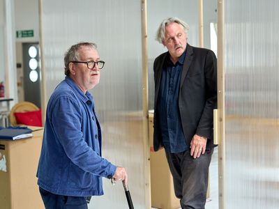 Mark Hadfield (Poirot) and Bob Barrett (Colonel Race)  Photo