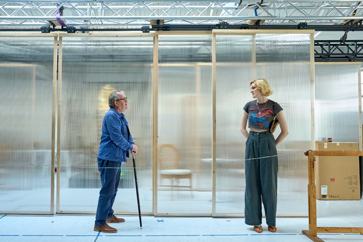 Mark Hadfield (Poirot) and Esme Hough (Jacqueline de Bellefort)  at 