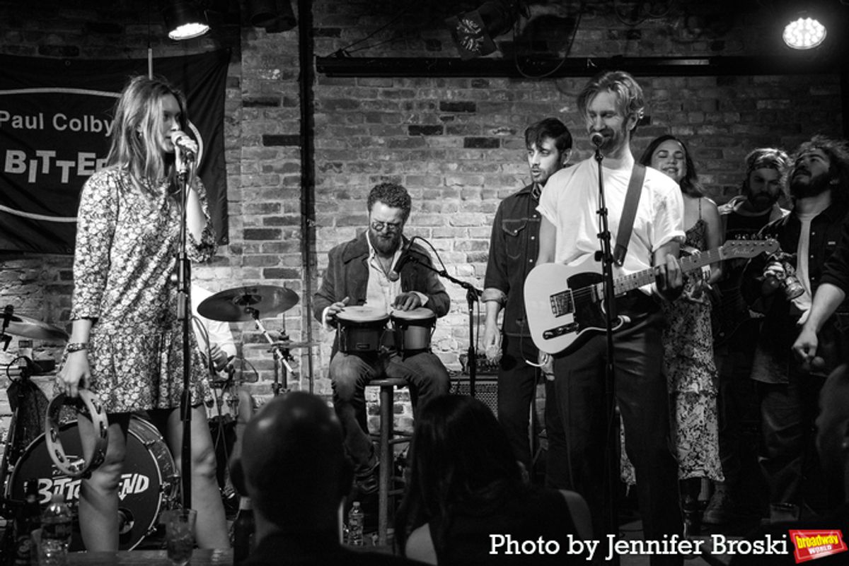 Claire DeJean, Denver Milord and the company of STEREOPHONIC at 