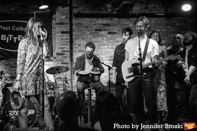 Claire DeJean, Denver Milord and the company of STEREOPHONIC Photo