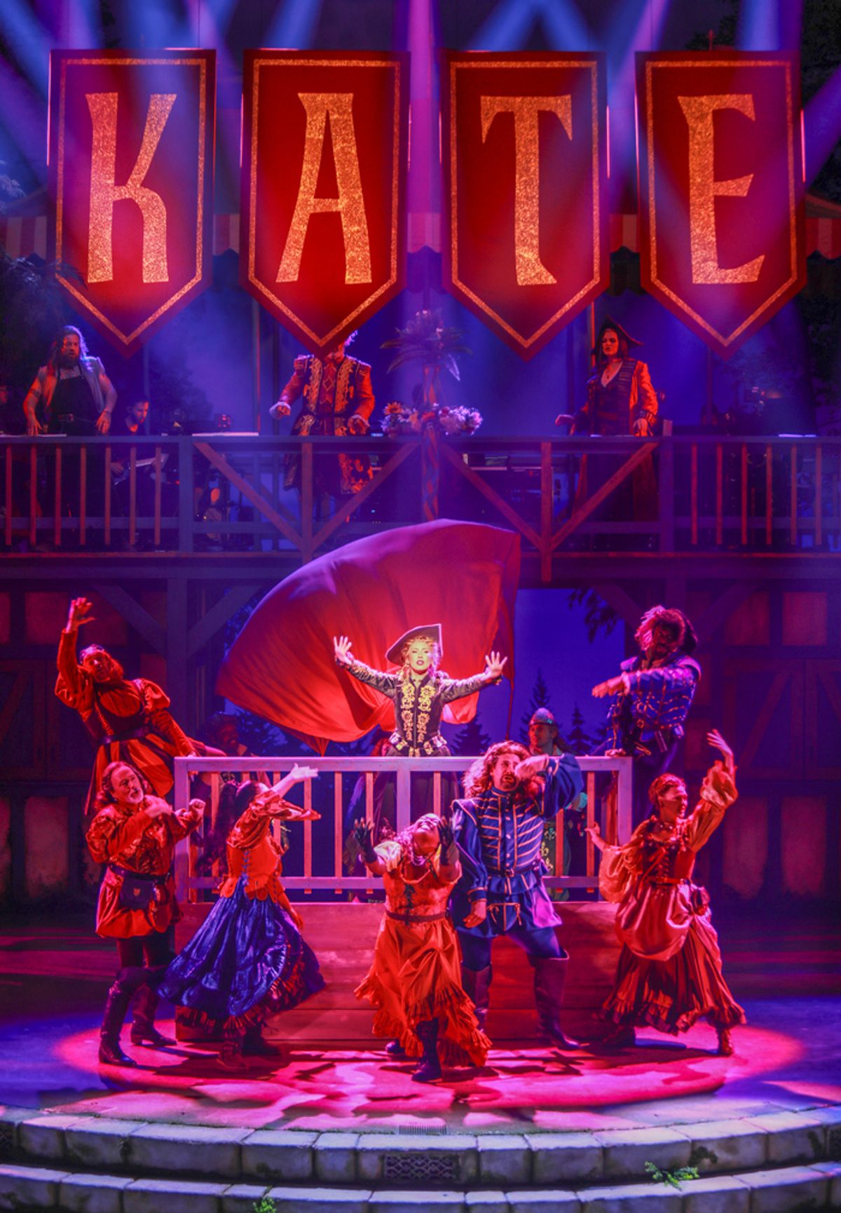 Cailen Fu as Kate Mirandola with the cast of Huzzah! at 