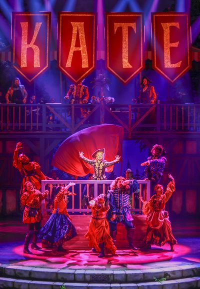 Cailen Fu as Kate Mirandola with the cast of Huzzah! Photo