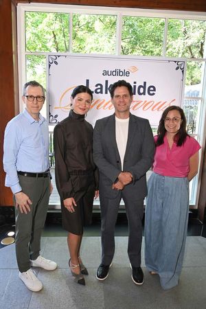 NEW YORK, NEW YORK - SEPTEMBER 19: (L-R) Bob Carrigan, CEO of Audible, Inc.; Phillipa Soo, Steven Pasqual and Rachel Ghiazza, Chief Content Officer, Audible, Inc. attend as Audible brings romance audio storytelling to life with Immersive Afternoon Tea and Rowboat Experience at the Central Park Boathouseat the Central Park Boathouse on September 19, 2025 in New York City. (Photo by Bryan Bedder/Getty Images for Audible) @ BroadwayWorld NEW YORK, NEW YORK - SEPTEMBER 19: (L-R) Bob Carrigan, CEO of Audible, Inc.; Phillipa Photo