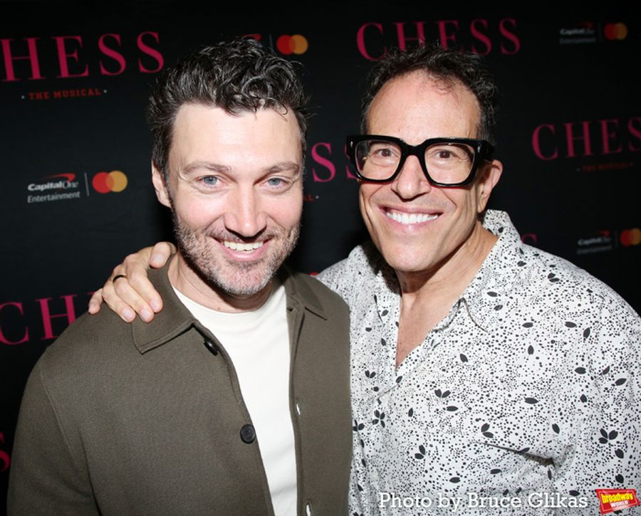Photos: CHESS Stars Lea Michele, Aaron Tveit, and Nicholas Christopher Meet the Press Image