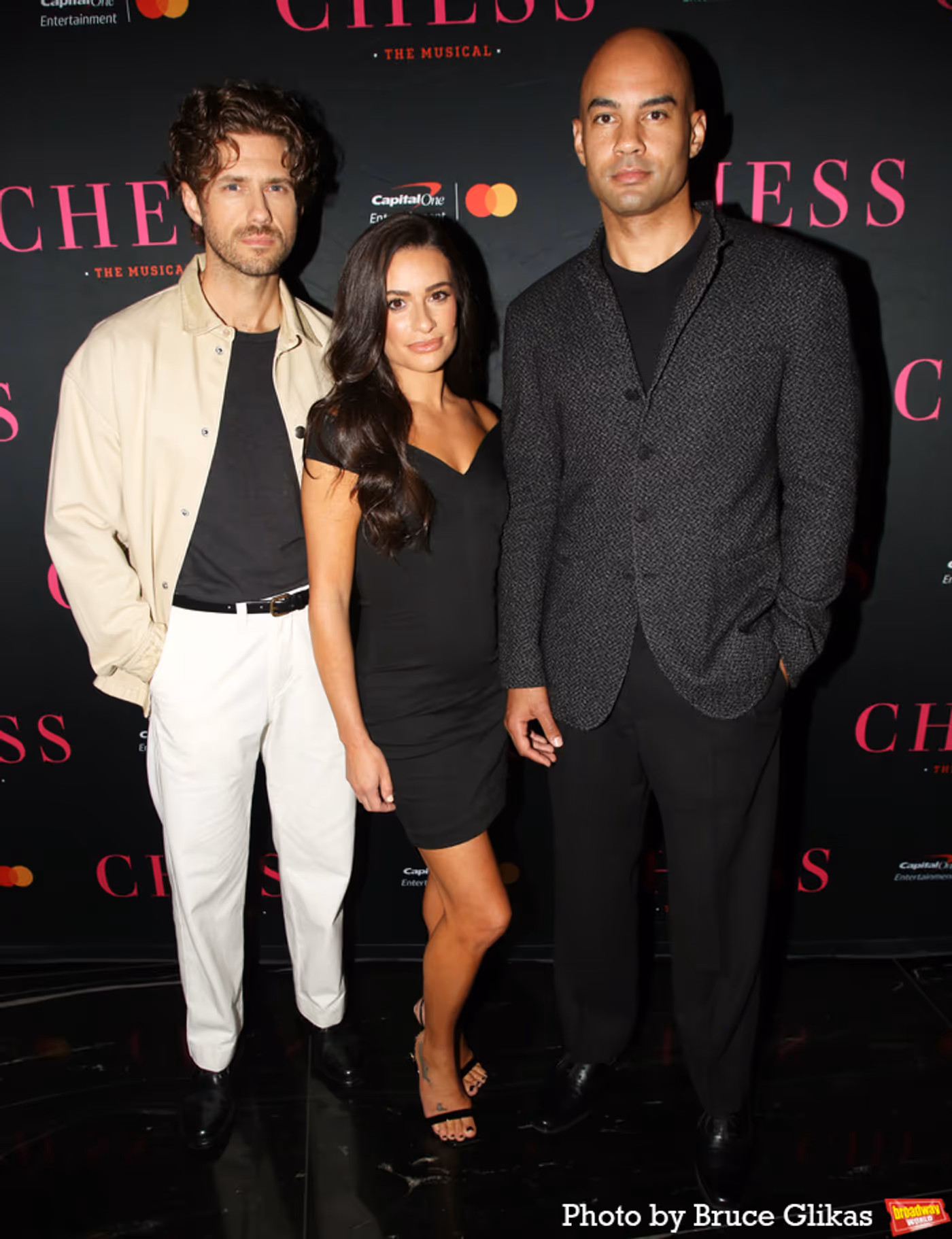 Photos: CHESS Stars Lea Michele, Aaron Tveit, and Nicholas Christopher Meet the Press  Image