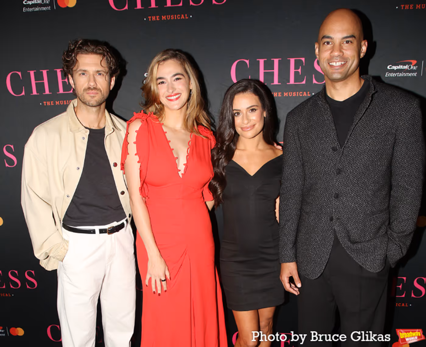 Photos: CHESS Stars Lea Michele, Aaron Tveit, and Nicholas Christopher Meet the Press  Image
