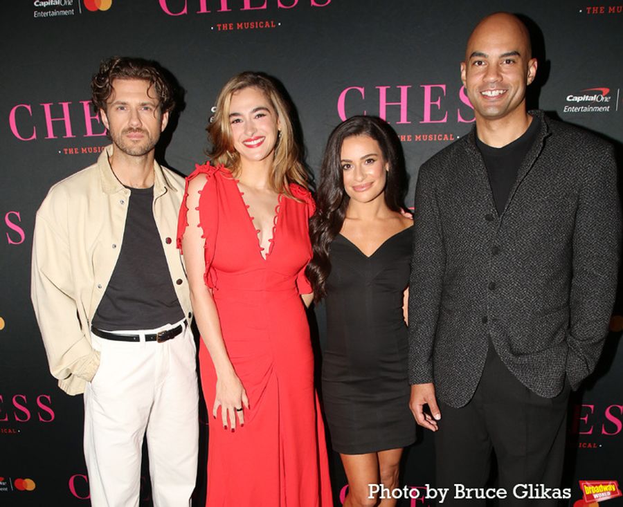 Photos: CHESS Stars Lea Michele, Aaron Tveit, and Nicholas Christopher Meet the Press Image