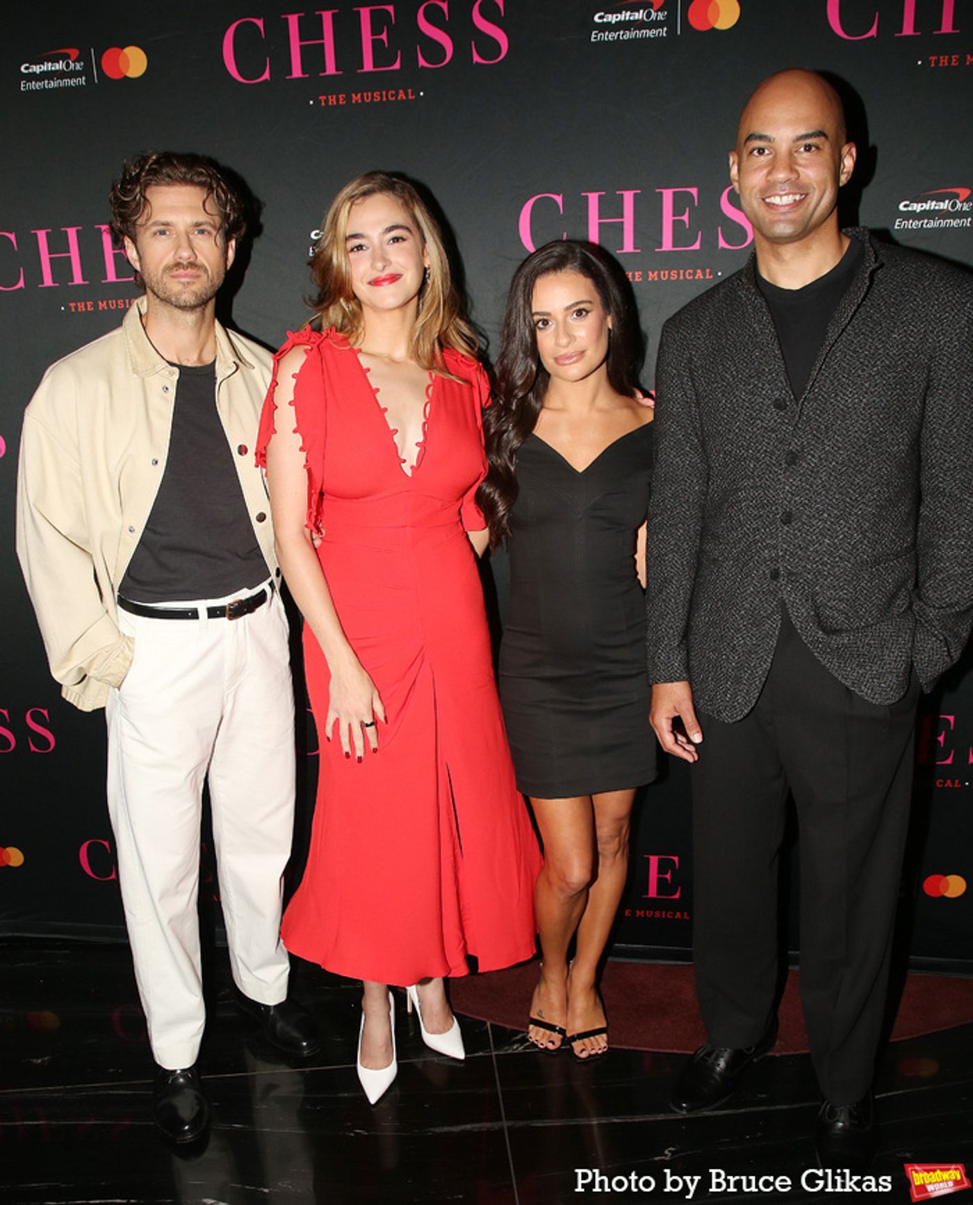 Photos: CHESS Stars Lea Michele, Aaron Tveit, and Nicholas Christopher Meet the Press  Image