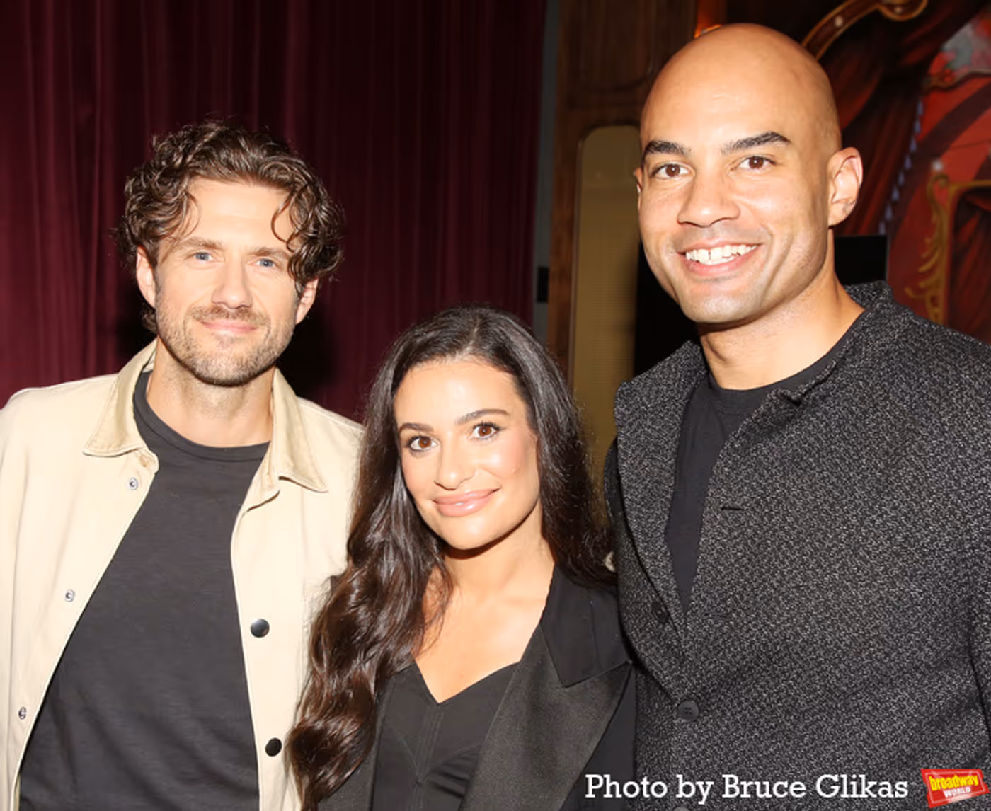 Photos: CHESS Stars Lea Michele, Aaron Tveit, and Nicholas Christopher Meet the Press  Image