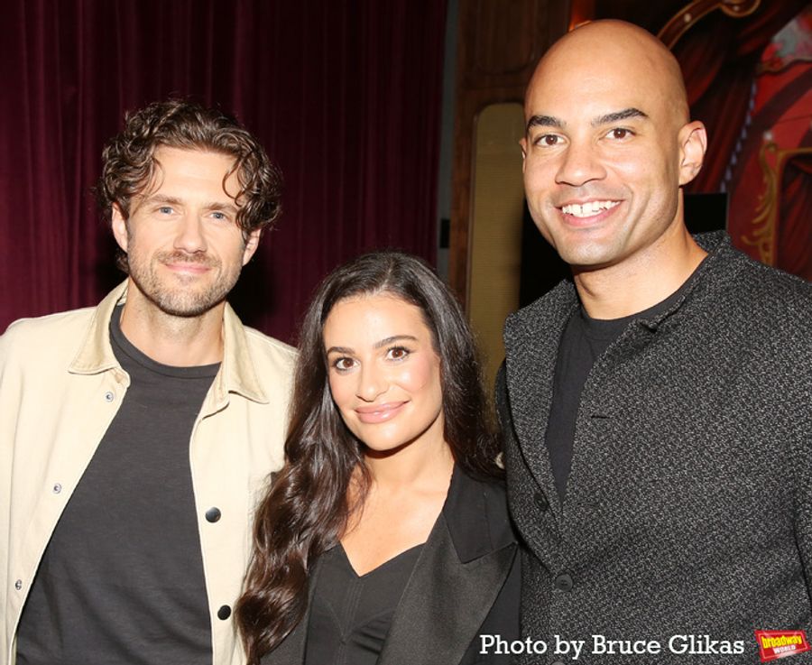 Photos: CHESS Stars Lea Michele, Aaron Tveit, and Nicholas Christopher Meet the Press Image