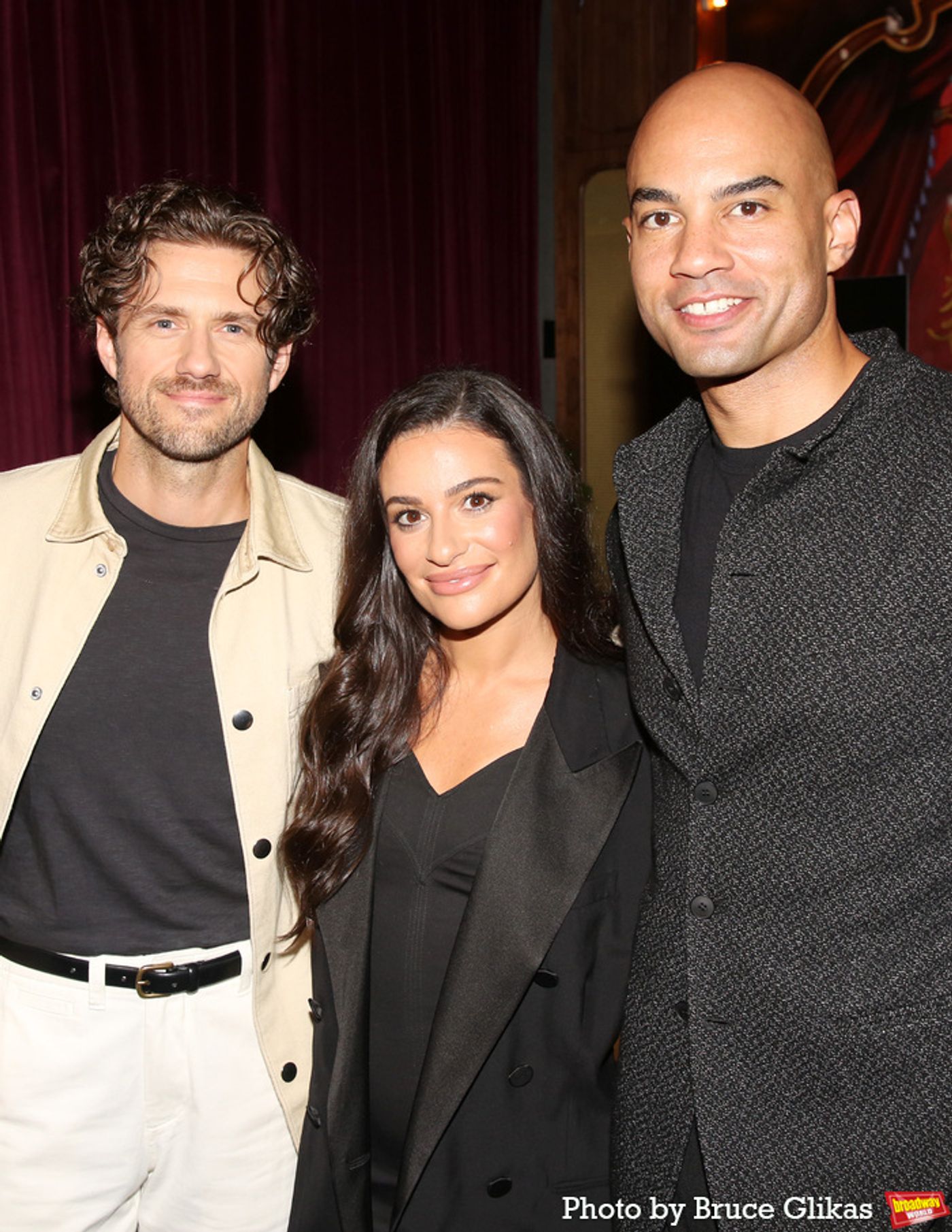 Photos: CHESS Stars Lea Michele, Aaron Tveit, and Nicholas Christopher Meet the Press  Image