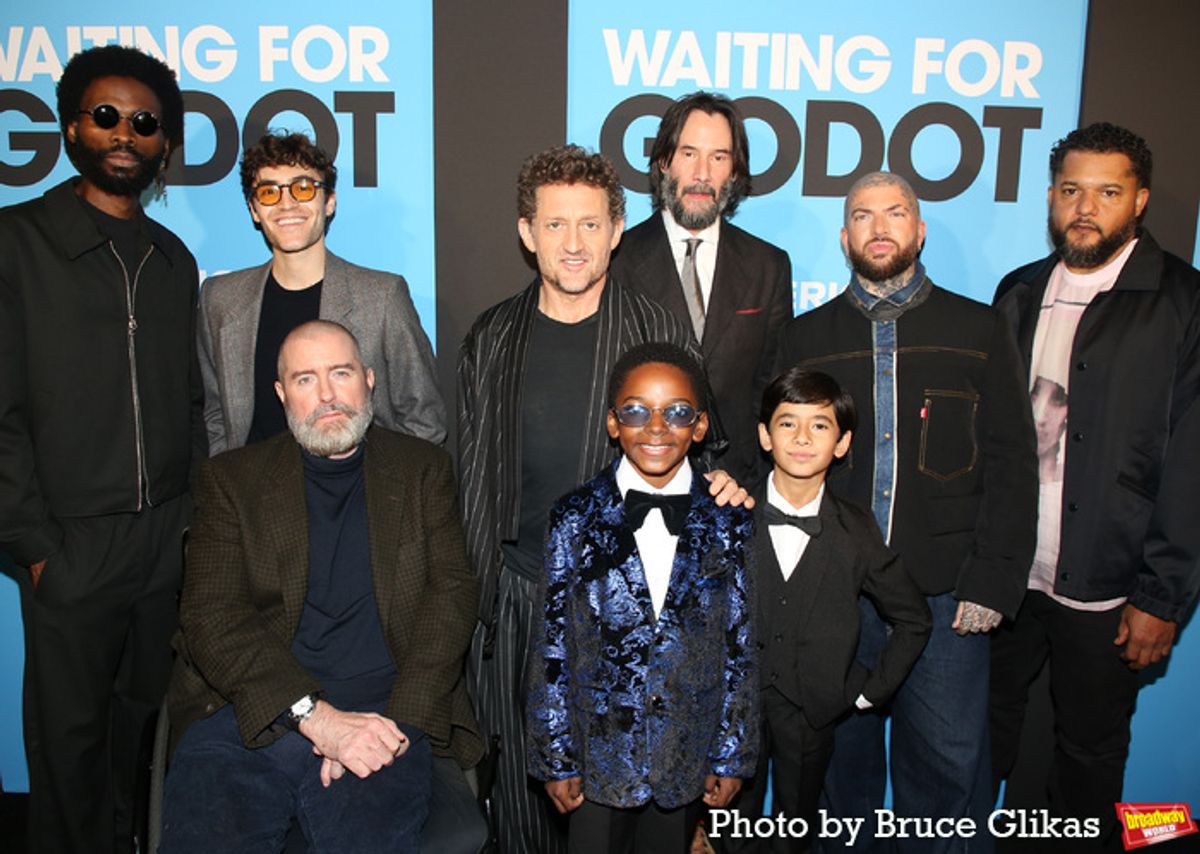 Franklin Bongjio, Jesse Aaronson, Michael Patrick Thornton, Alex Winter, Zaynn Arora, Eric Williams, Keanu Reeves, Brandon J. Dirden and Director Jamie Lloyd  at 
