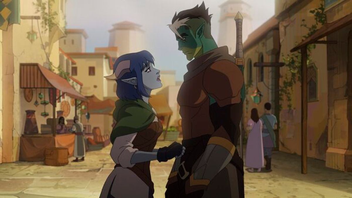 L-R: Laura Bailey as Jester, Travis Willingham as Fjord  at 