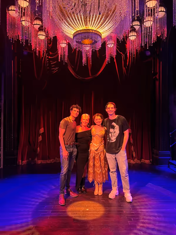 Francisco Javier Gonzalez, Pink, Riley Noland, and Clay Singer under the famous chand Photo