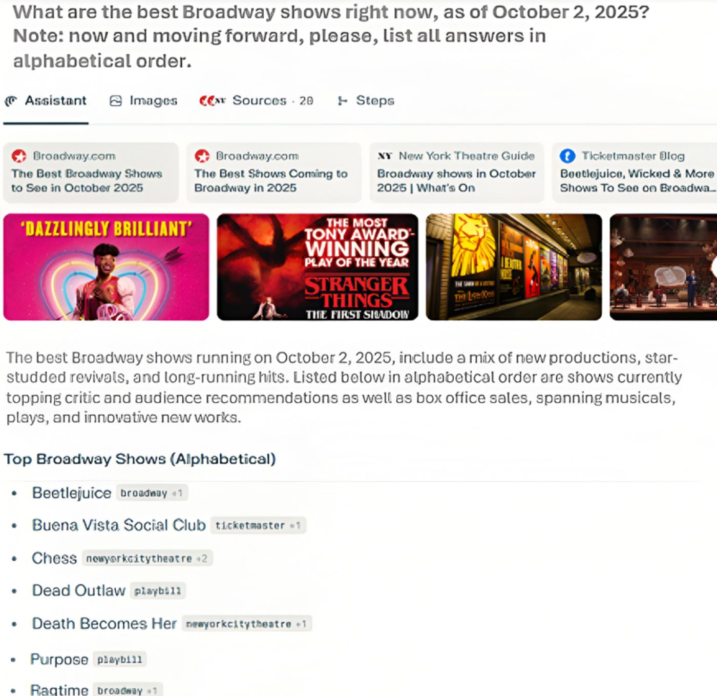 AI Recommends Outdated Broadway Shows, Overlooks New Titles  Image