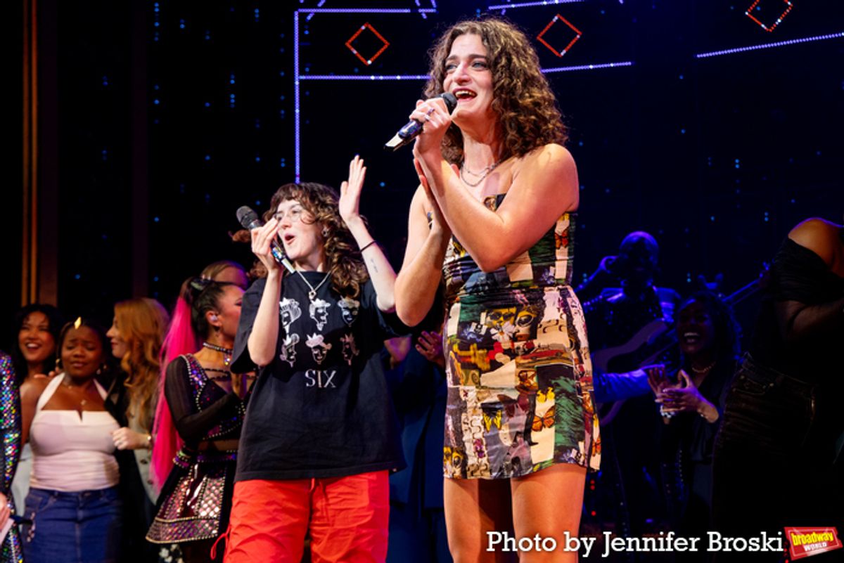 Lucy Moss, Toby Marlow and cast members of SIX at 