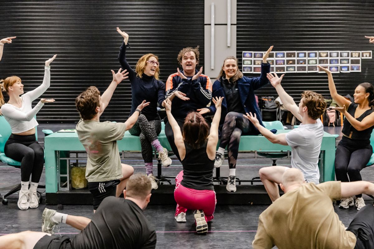 Lucinda Lawrence, Joel Montague and Rosanna Hyland with the cast of ELF at 