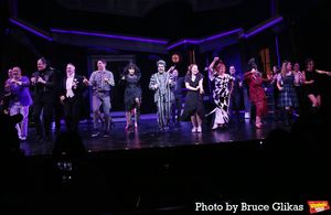 Patrick Oliver Jones, Travis Mitchell, Jesse Sharp, Isabella Esler, Justin Collette as "Beetlejuice", Megan McGinnis, Jenni Barber, Sharone Sayegh, Emilia Tagliani and Maya Kazzaz @ BroadwayWorld Patrick Oliver Jones, Travis Mitchell, Jesse Sharp, Isabella Esler, Justin Collette a Photo