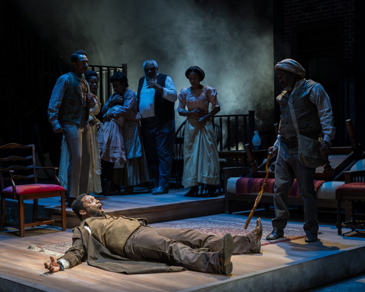 Foreground: Kai A. Ealy and Gerald C. Rivers  Background: Brandon Gill, Nija Okoro, Jessica Williams, Veralyn Jones, Alex Morris, Briana James  Photo by Craig Schwartz at 