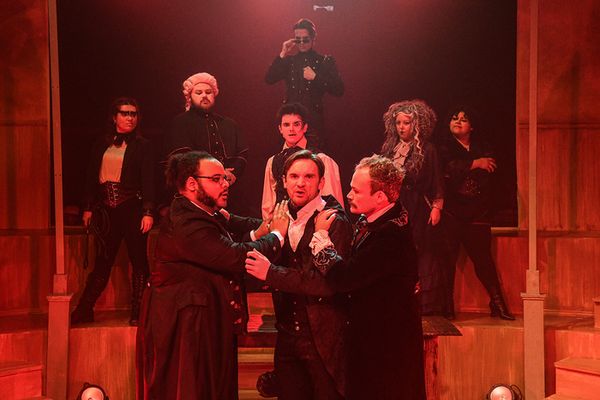 Quinn Simmons and David Moreland with the cast of Jekyll & Hyde Photo