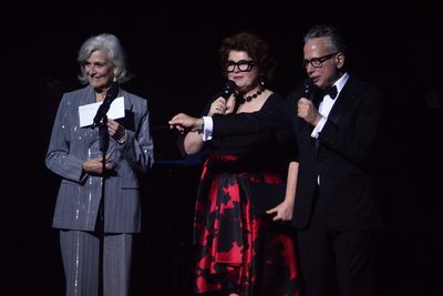 Karen Mason receiving the  Donald Smith Award for excellence in Cabaret. Photo credit Photo