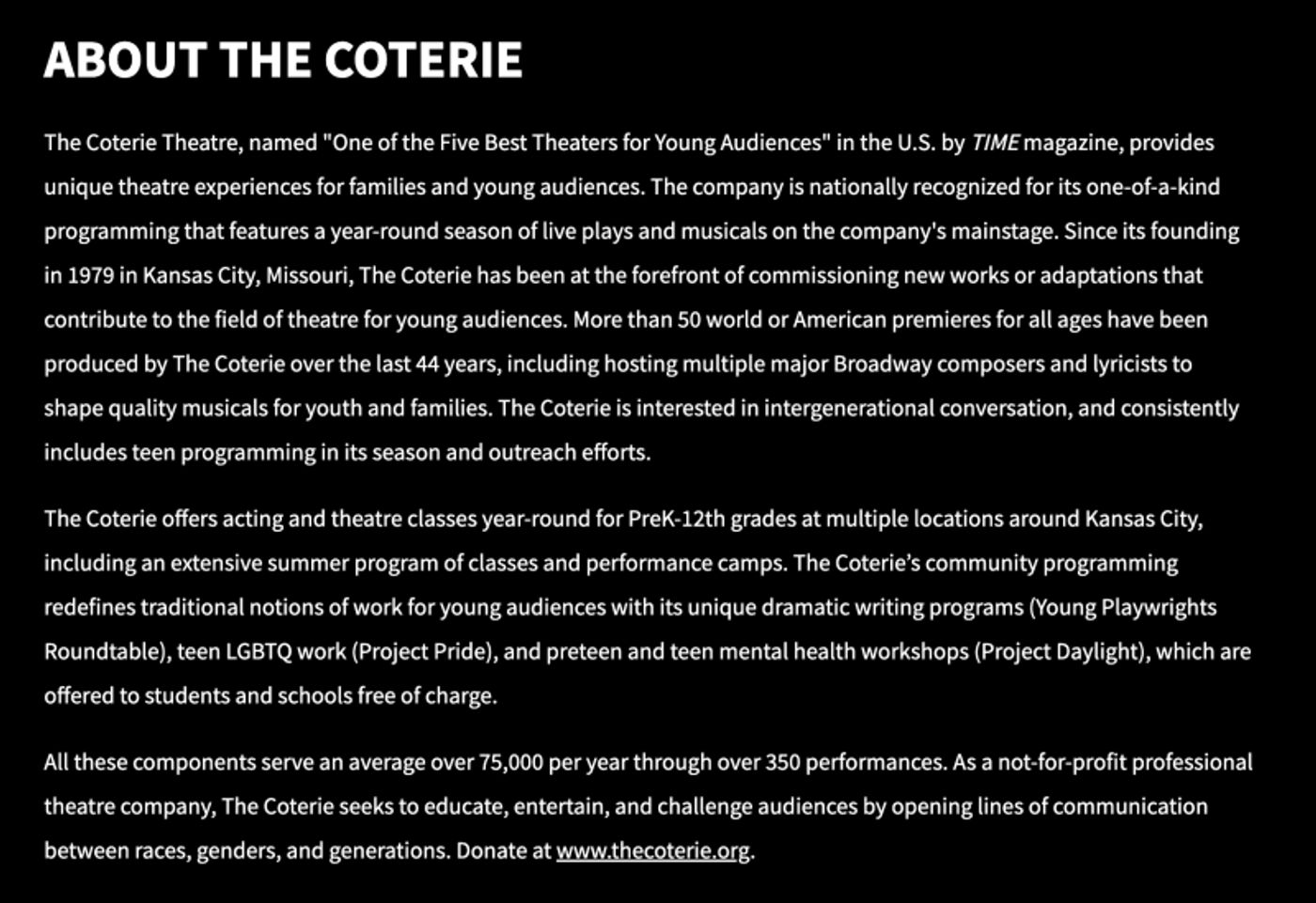 Stage Mag Spotlight: The Coterie Theatre's ELF THE MUSICAL T.Y.A. Stage Mag Spotlight: The Coterie Theatre's ELF THE MUSICAL T.Y.A. Image