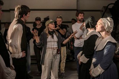 Mona Fastvold with Amanda Seyfried, cast and crew Photo