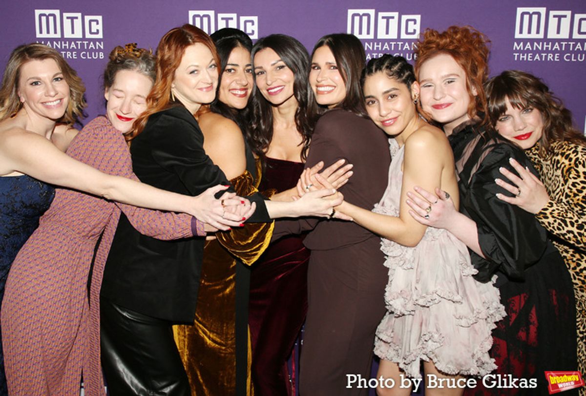 Andrea Syglowski, Brooke Bloom, Marin Ireland, Nadine Malouf, Playwright Martyna Majok, Nicole Villamil, Charlene Cruz, Julia Lester and Anna Chlumsky at 